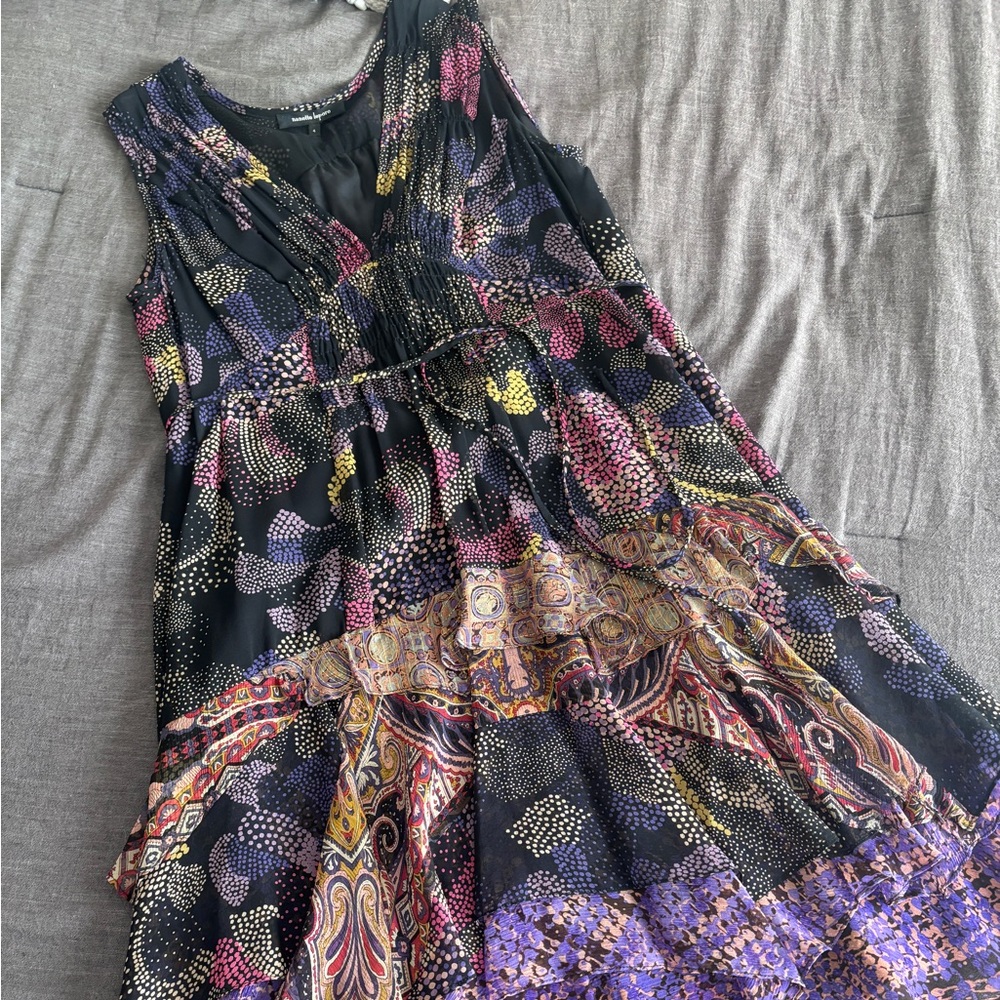 Nanette Lepore Tiered Multicolor Patterned Dress
